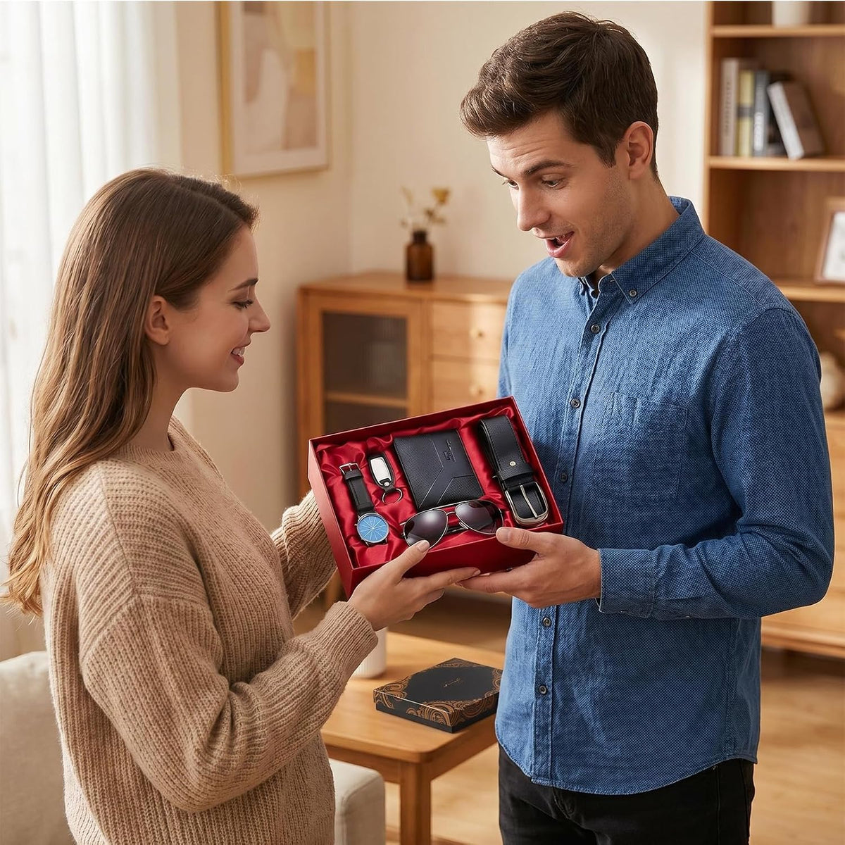 CXLZENGH Juego de regalo para hombre, 6 piezas, reloj, billetera, c...
