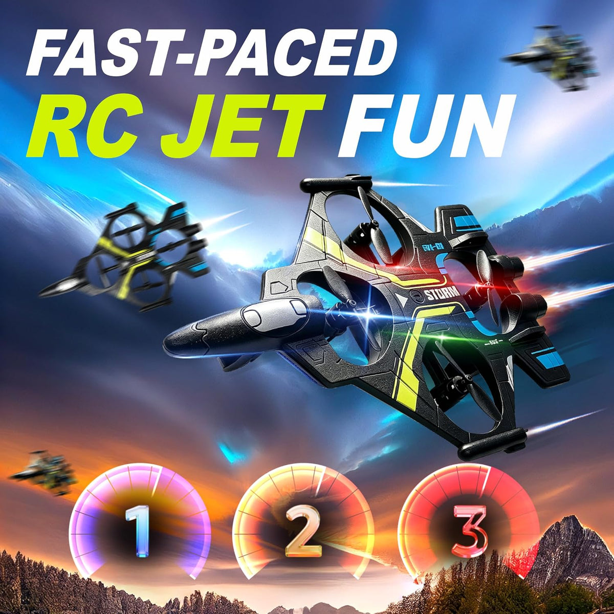 Feng Eye Avión RC para niños, negro, 2 baterías | Acrobacias con gi...