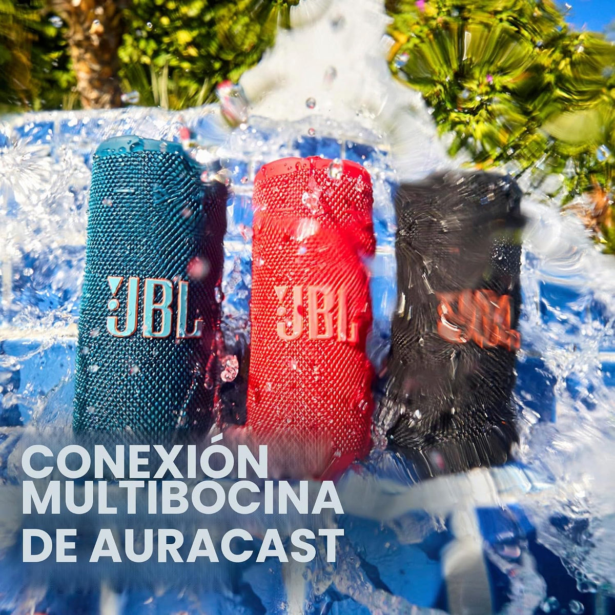 JBL Grip Altavoz Bluetooth portátil, resistente al agua, luz ambien...
