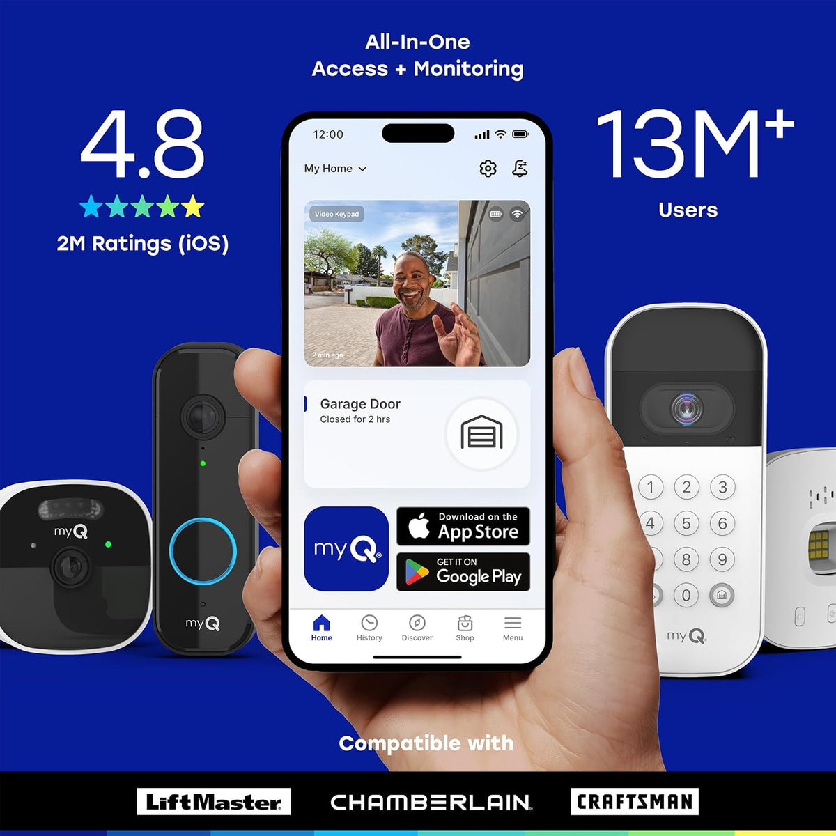 myQ - Kit de inicio inteligente de garaje: teclado de video para pu...