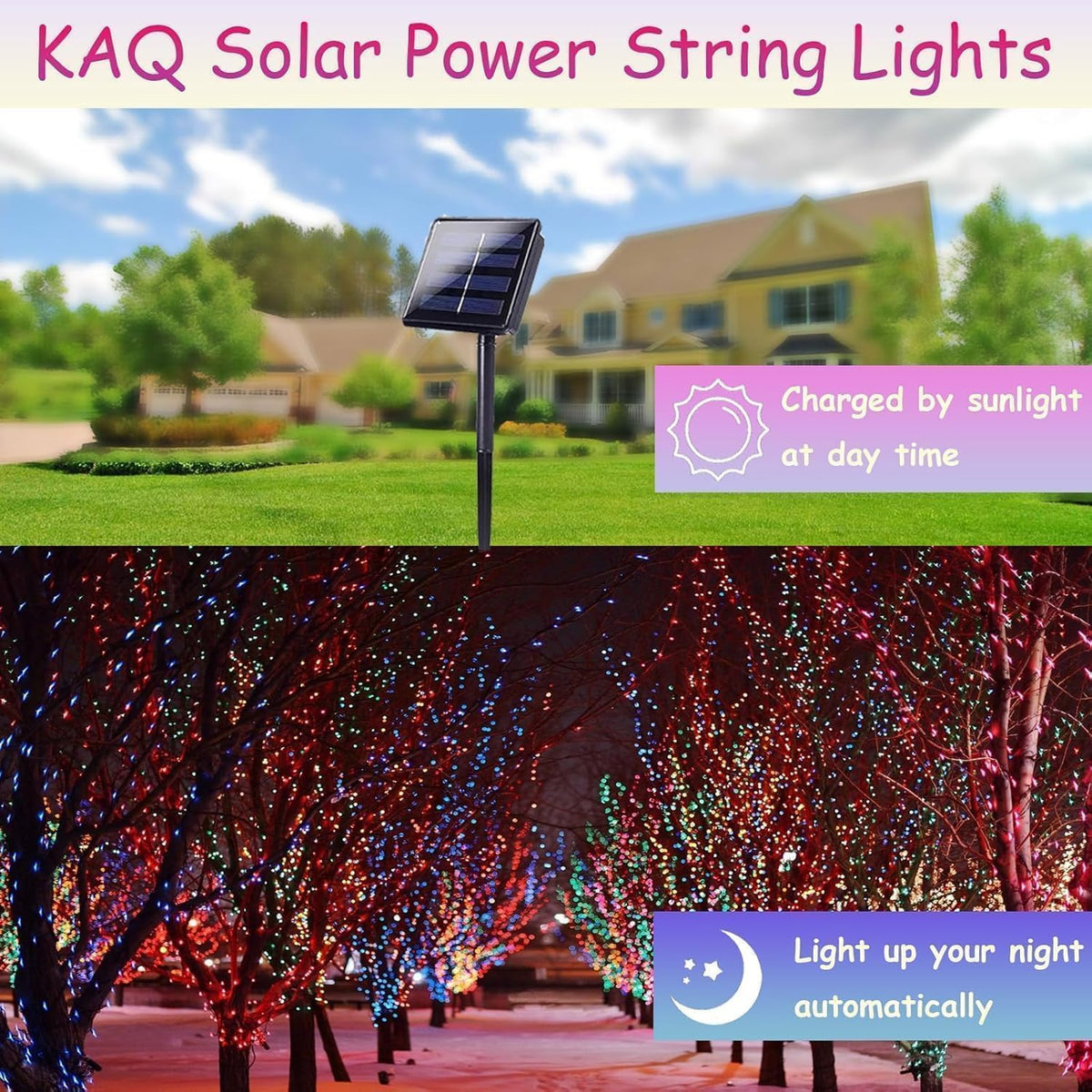 KAQ Paquete de 600 luces solares LED para exteriores, impermeables...