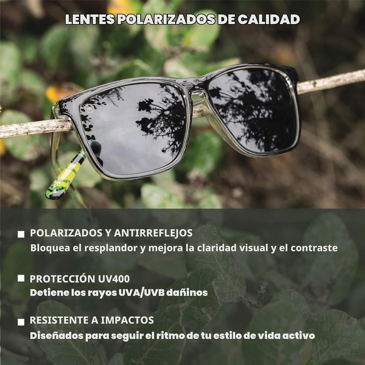 Knockaround Gafas de sol polarizadas cuadradas para hombres y mujer...