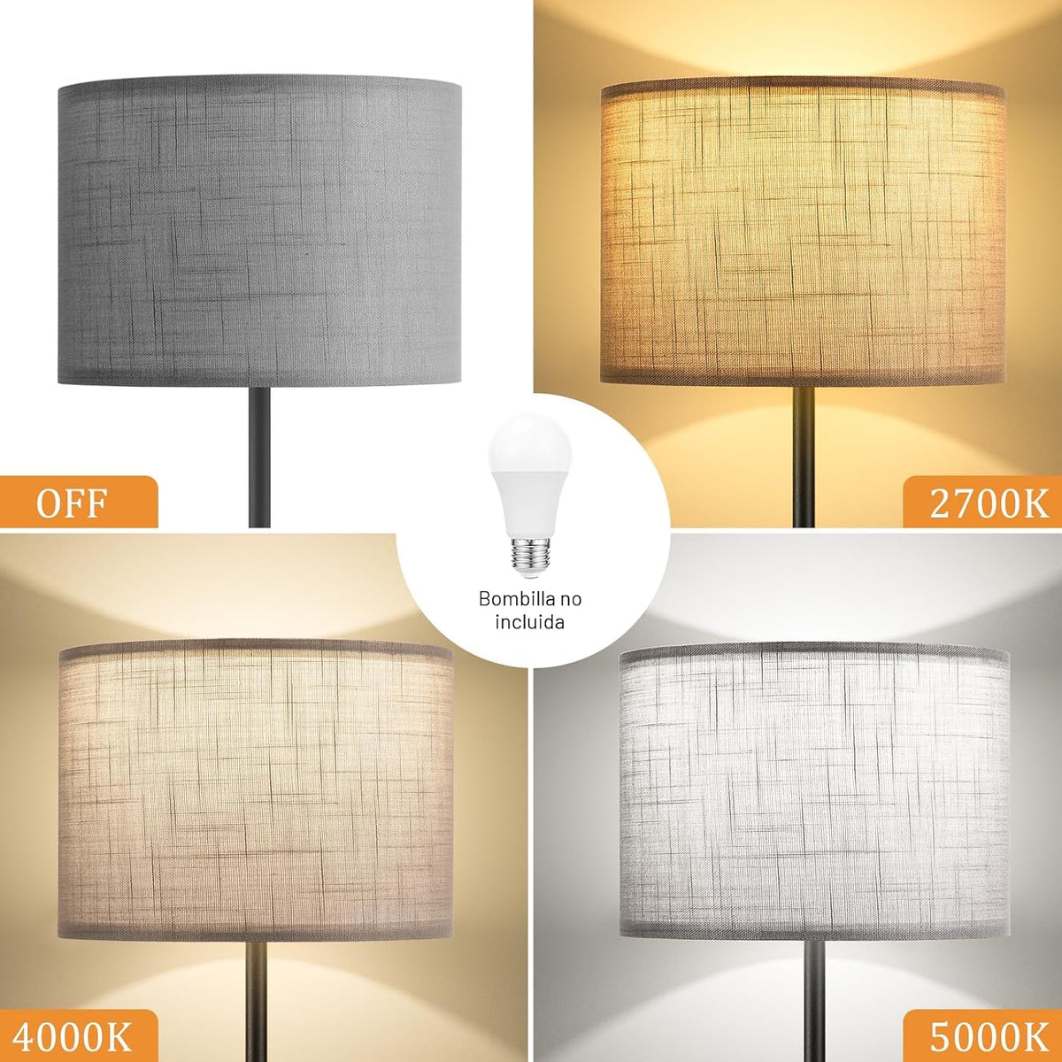 Ambimall Lámpara de pie moderna de 60 pulgadas con pantalla, lámpar...