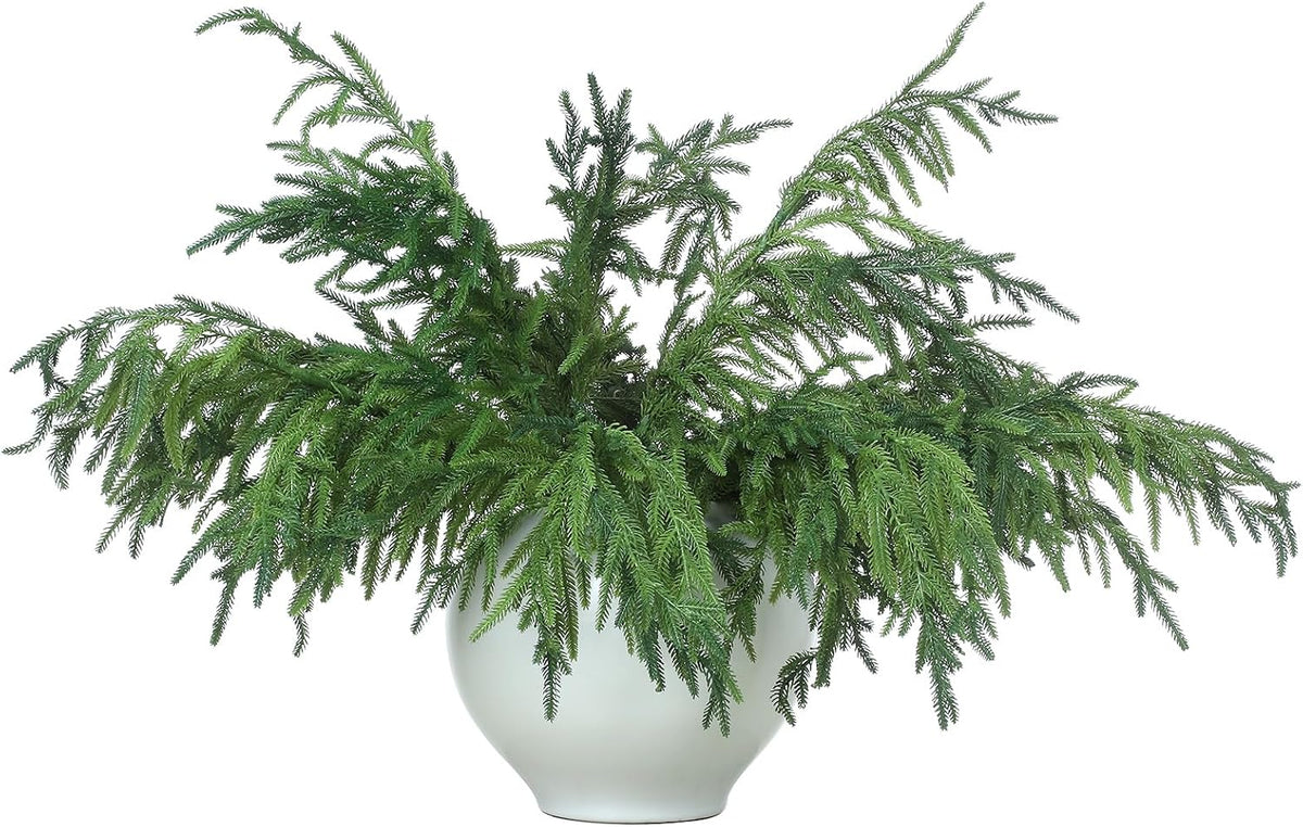 Jutom - 6 tallos artificiales de pino Norfolk de Navidad, 30 in | S...