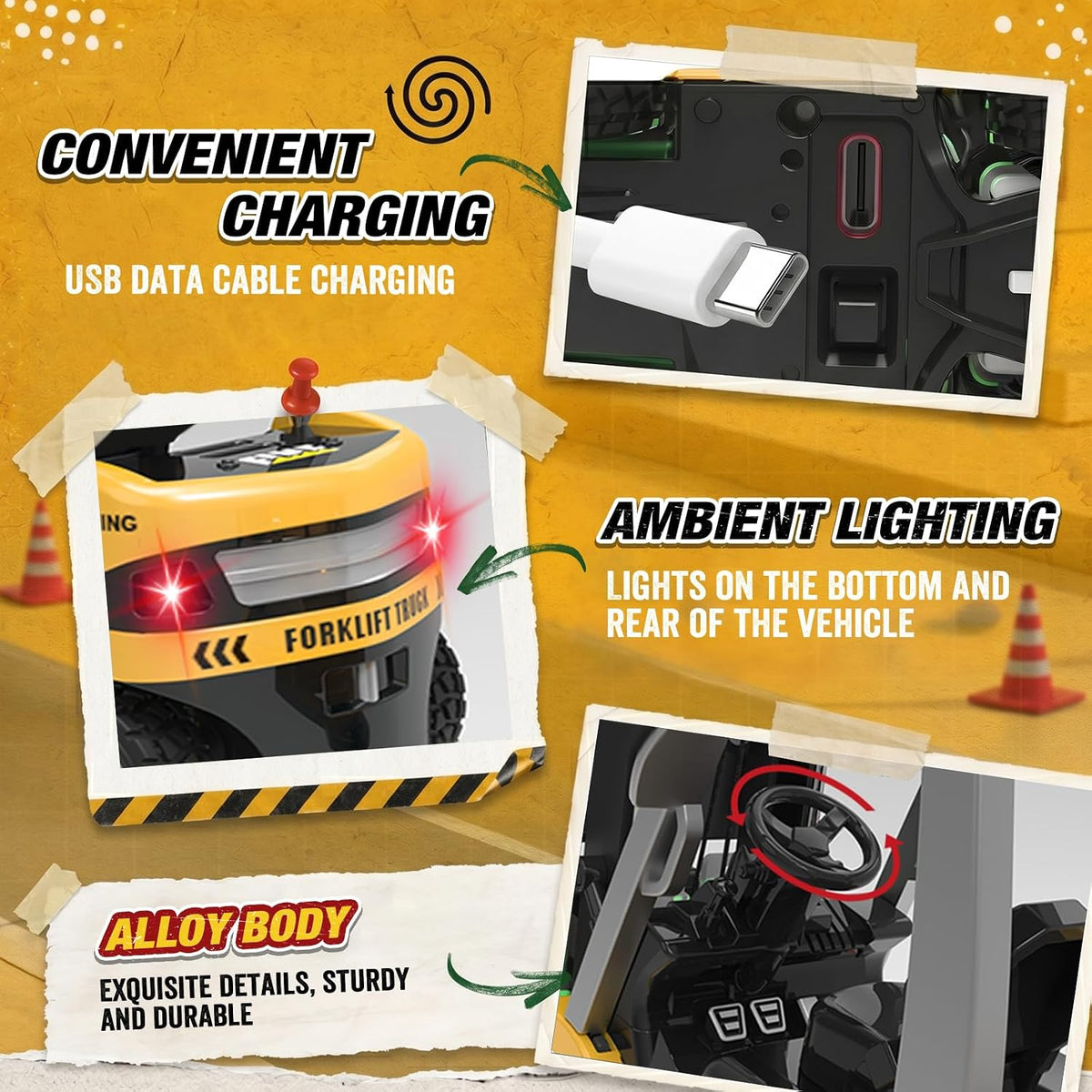 YESHIN Mini carretilla elevadora con control remoto, aleación a esc...