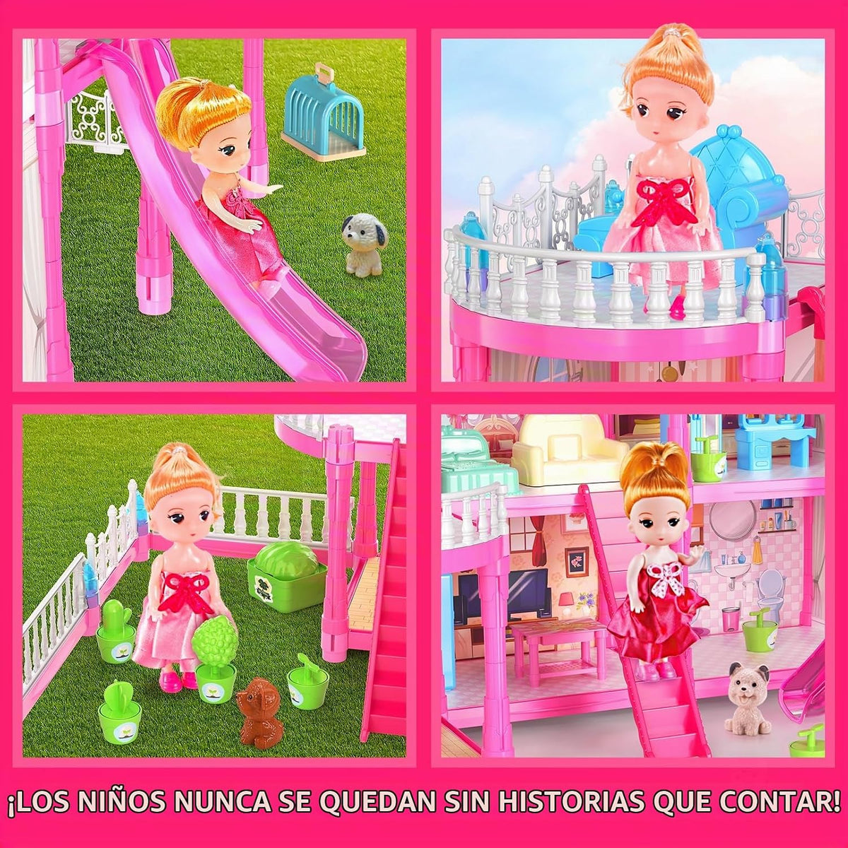 Pupu Pig - Juego de casa de muñecas para niñas, 275 piezas, regalo...