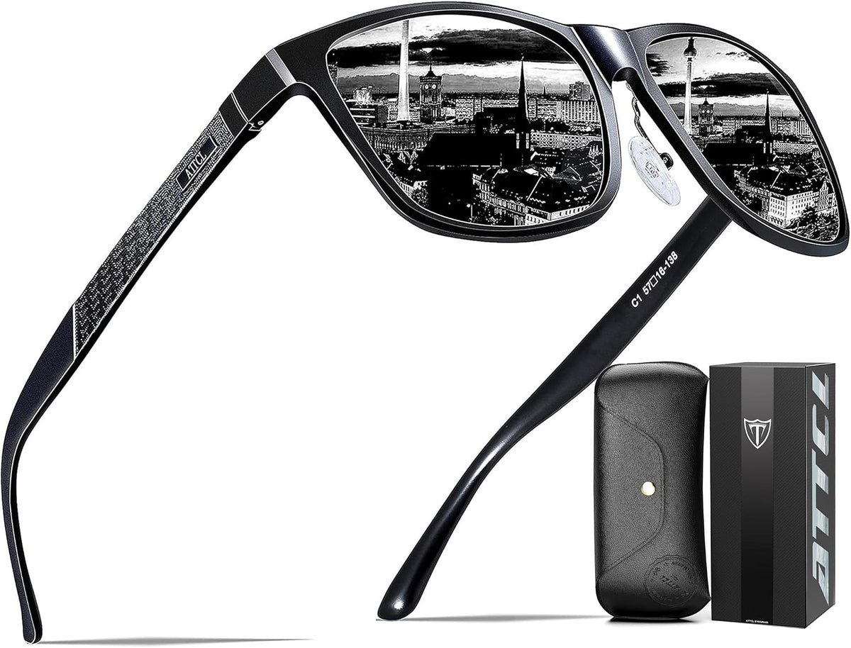 ATTCL Gafas de sol polarizadas para hombre Al-Mg Metal ultraligeras...