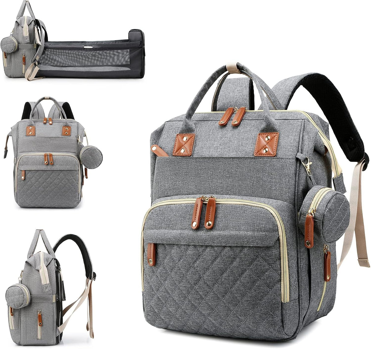 Bolsa de pañales con cambiador, mochila para bebé con cambiador ple...