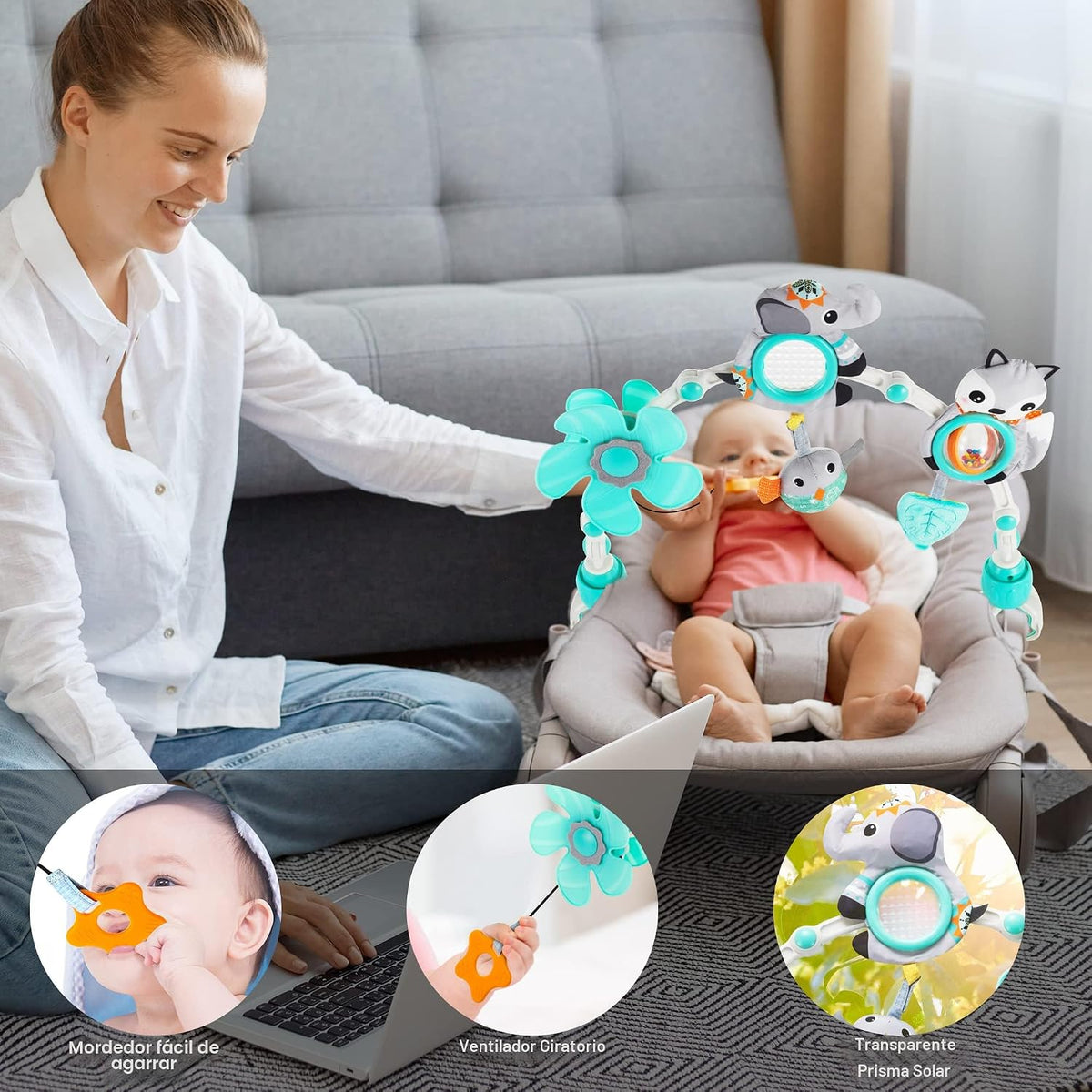 Lynncare Juguetes de Arco de Moisés Ajustable para Bebés y Niños Pe...