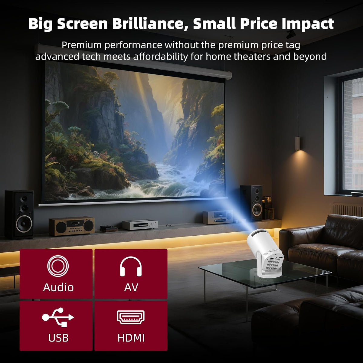 Mini Proyector Inalámbrico con WIFI 6 y Bluetooth, Soporte 4K 1080P...