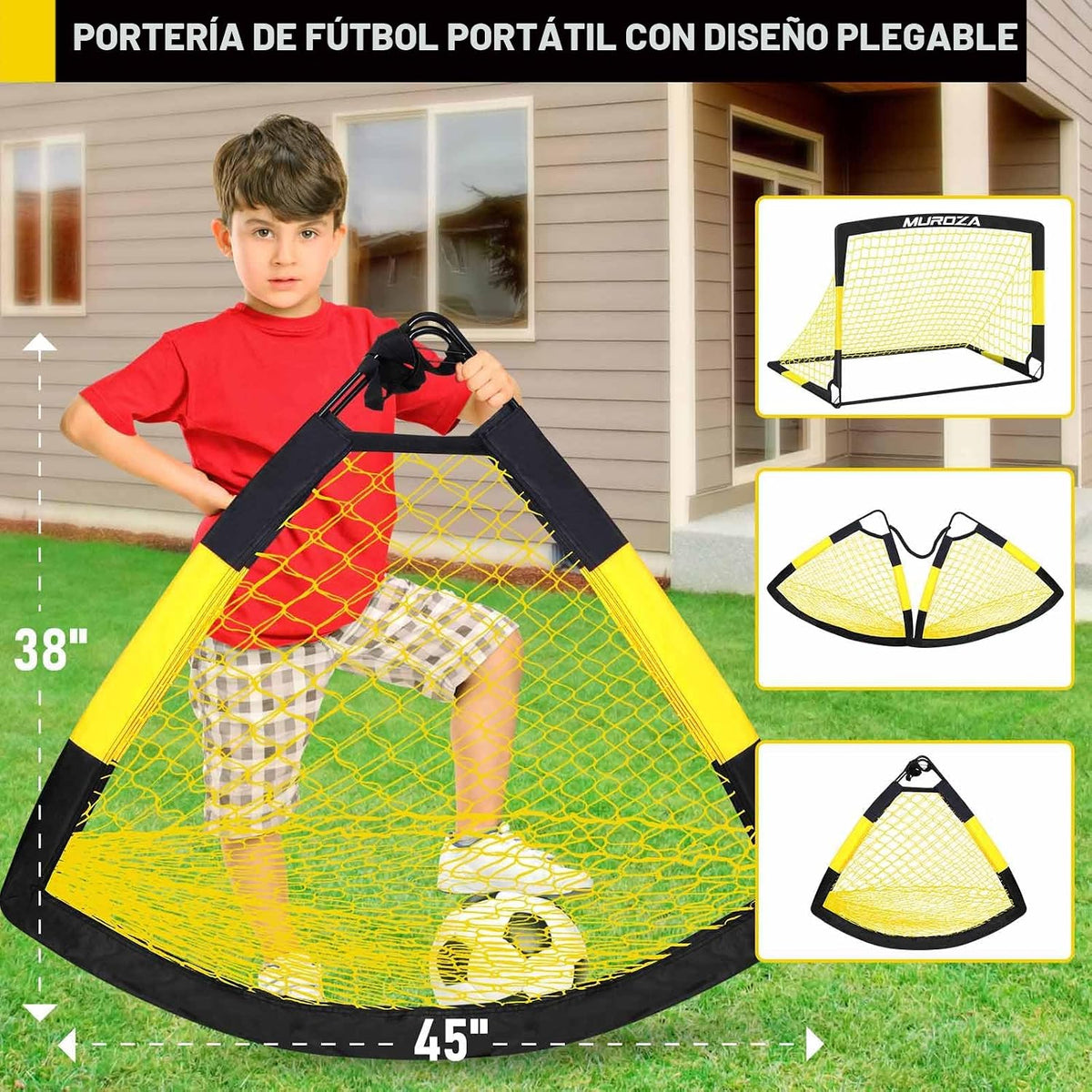 Portería de fútbol, juego de porterías de fútbol para niños para pa...