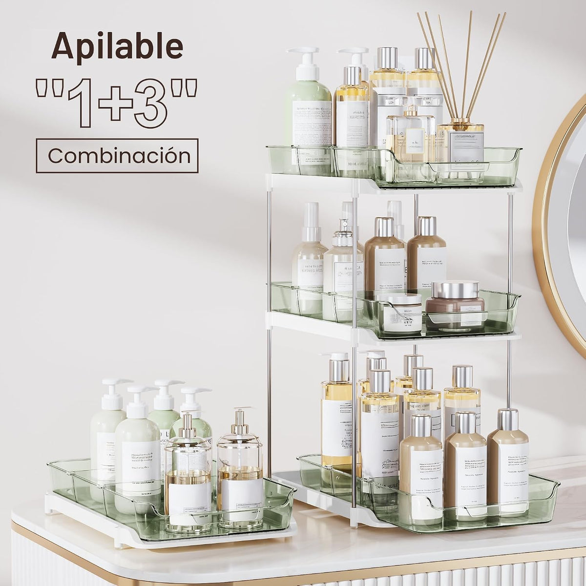 Delamu Organizadores y almacenamiento multiusos de 2 niveles para d...