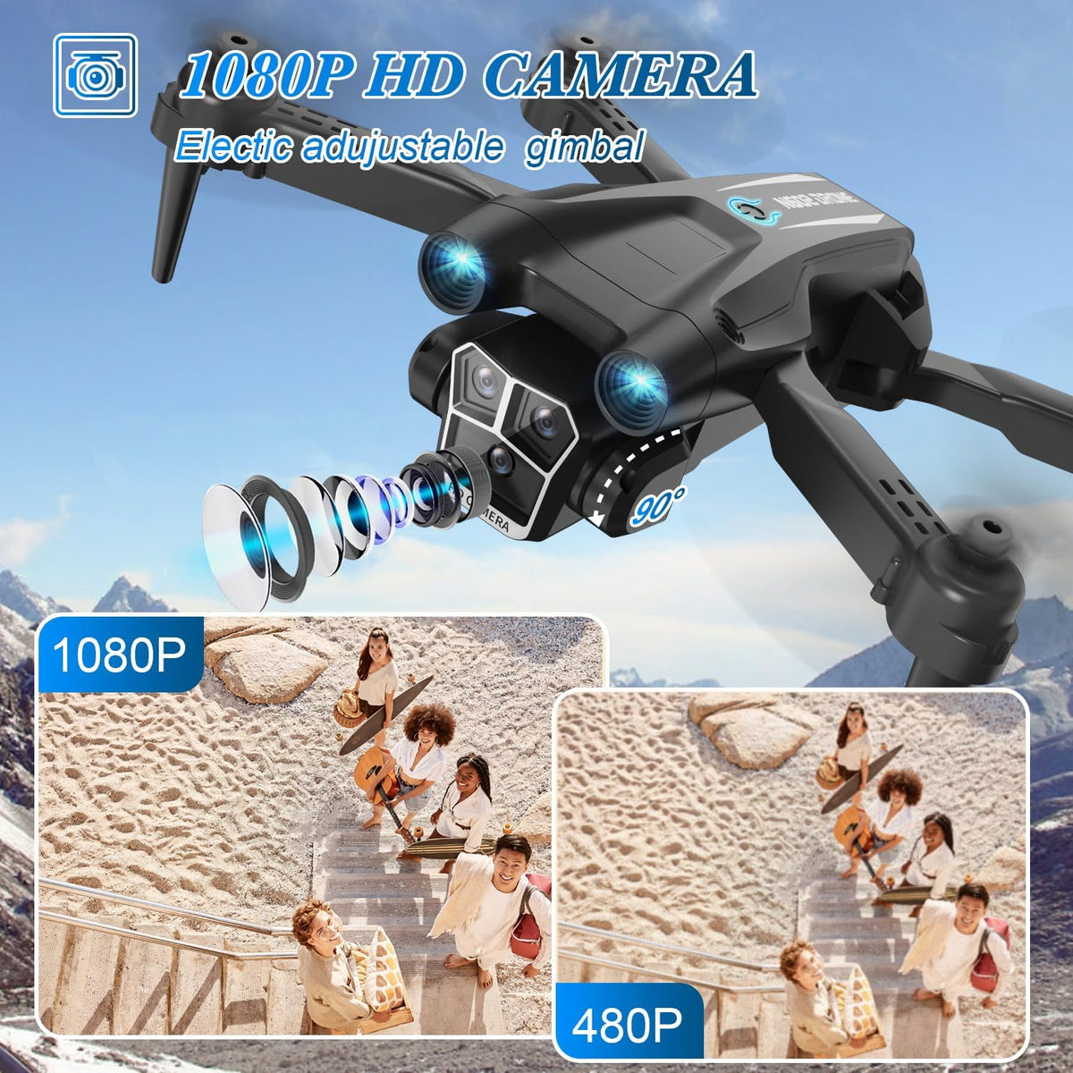 Dron con cámara 1080P HD, mini dron para principiantes, niños y adu...