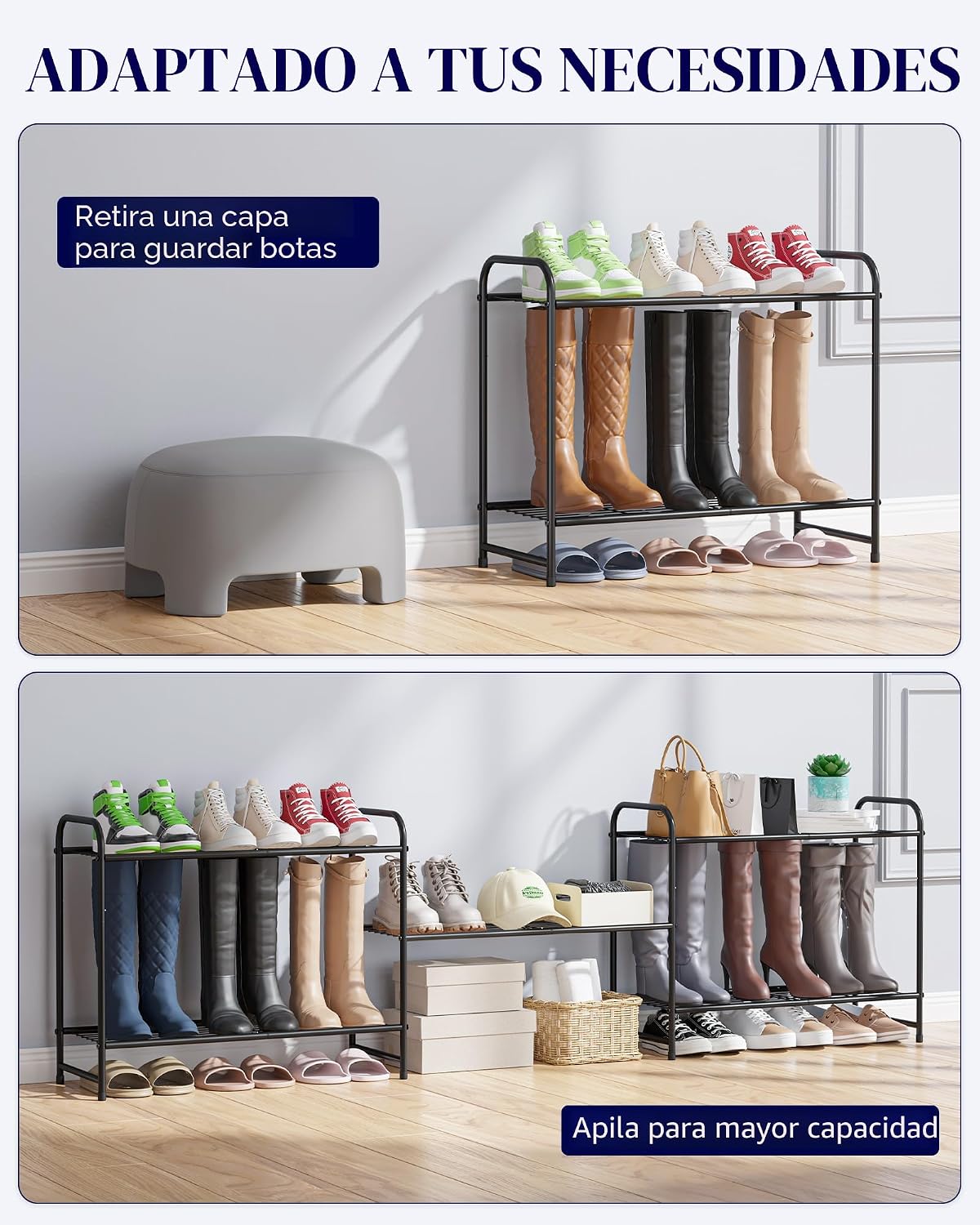 Kitsure Organizador de zapatos de acero inoxidable, 25.6 pulgadas d...