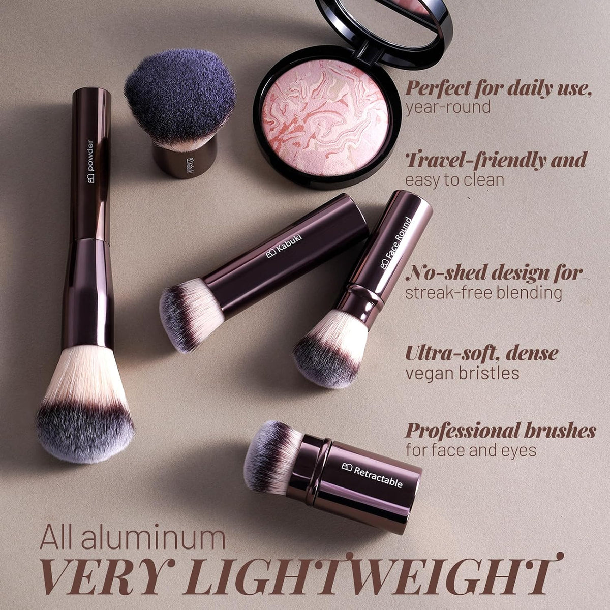 BS-MALL Brocha de maquillaje profesional con estuche de viaje, incl...