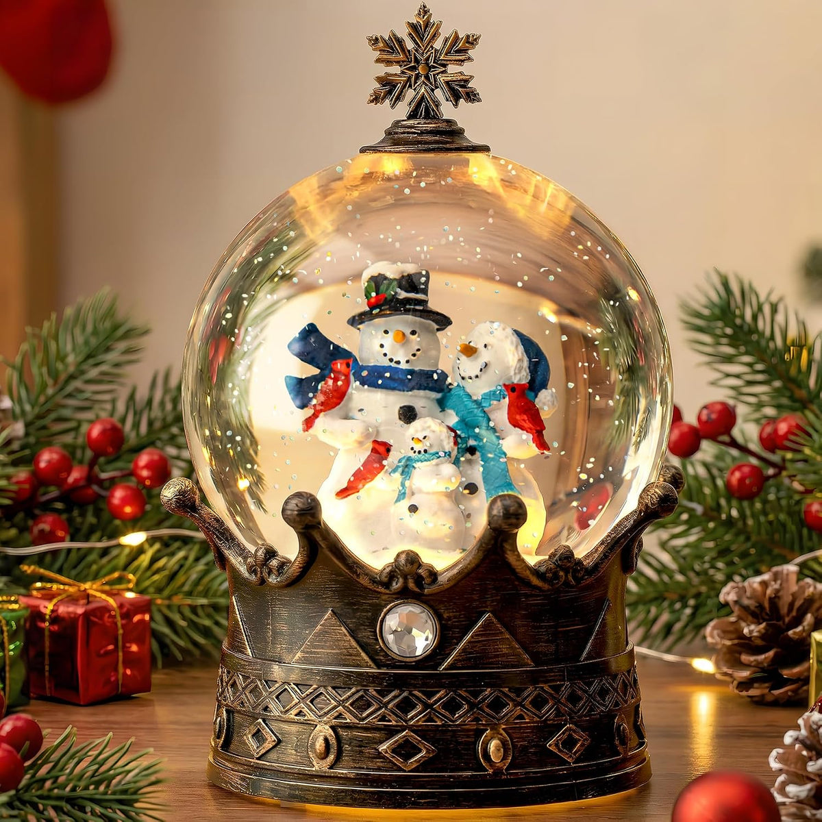 Decoraciones Navideñas de Globo de Nieve Iluminado, Linterna de Glo...