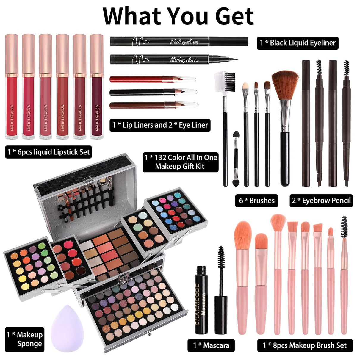 Set de regalo de maquillaje para mujeres y niñas, kit de maquillaje...
