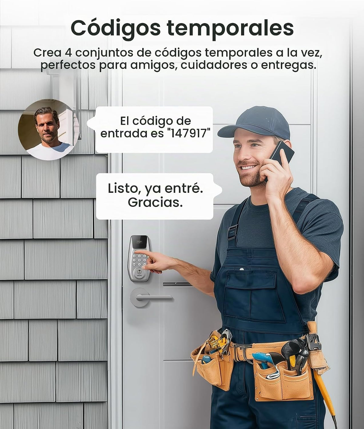 DESLOC Cerradura de puerta de entrada sin llave C100 con 2 manijas...