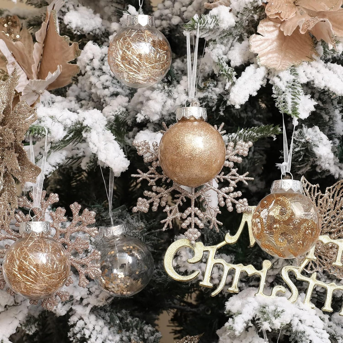 Wironlst Adornos de Bolas Navideñas de Plástico Transparente Inasti...
