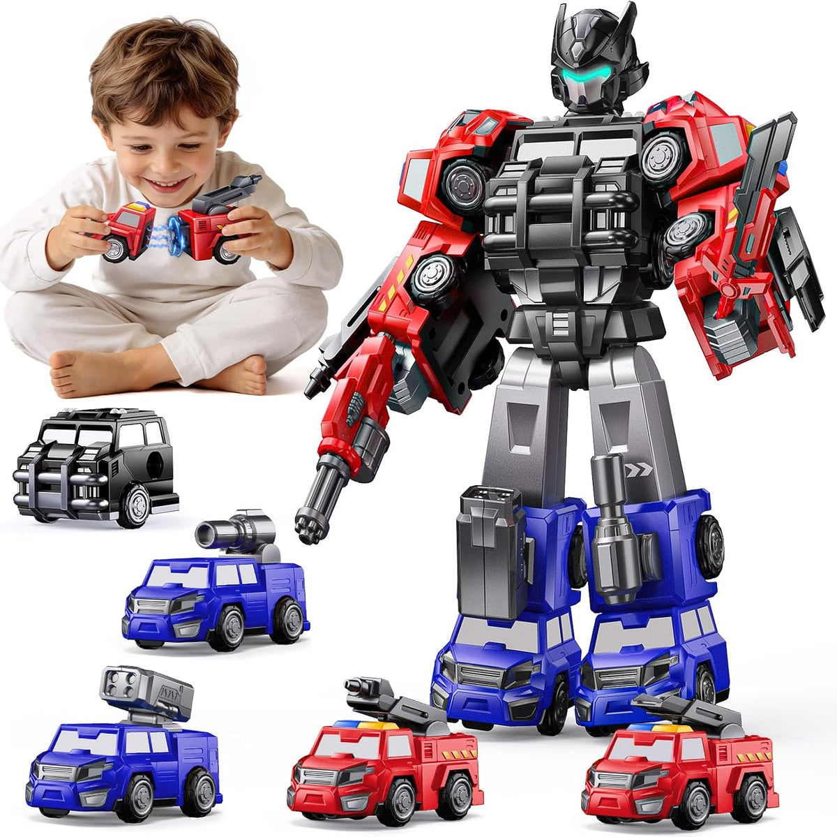 Transform Robot Toys para niños de 4 a 6 años, juguete de construcc...