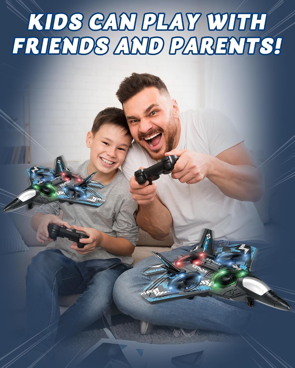 Drones para niños Avión RC de espuma, avión de control remoto, 3 ba...