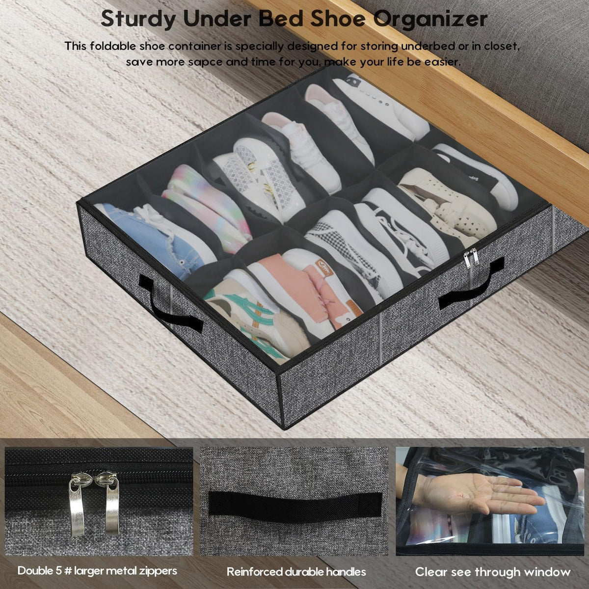 Onlyeasy Organizador Robusto para Almacenamiento de Zapatos Debajo...