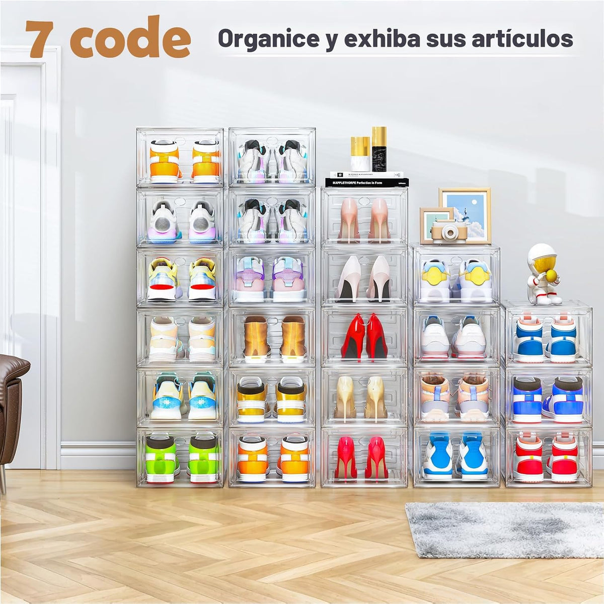 Paquete de 12 organizadores de zapatos, cajas de almacenamiento api...