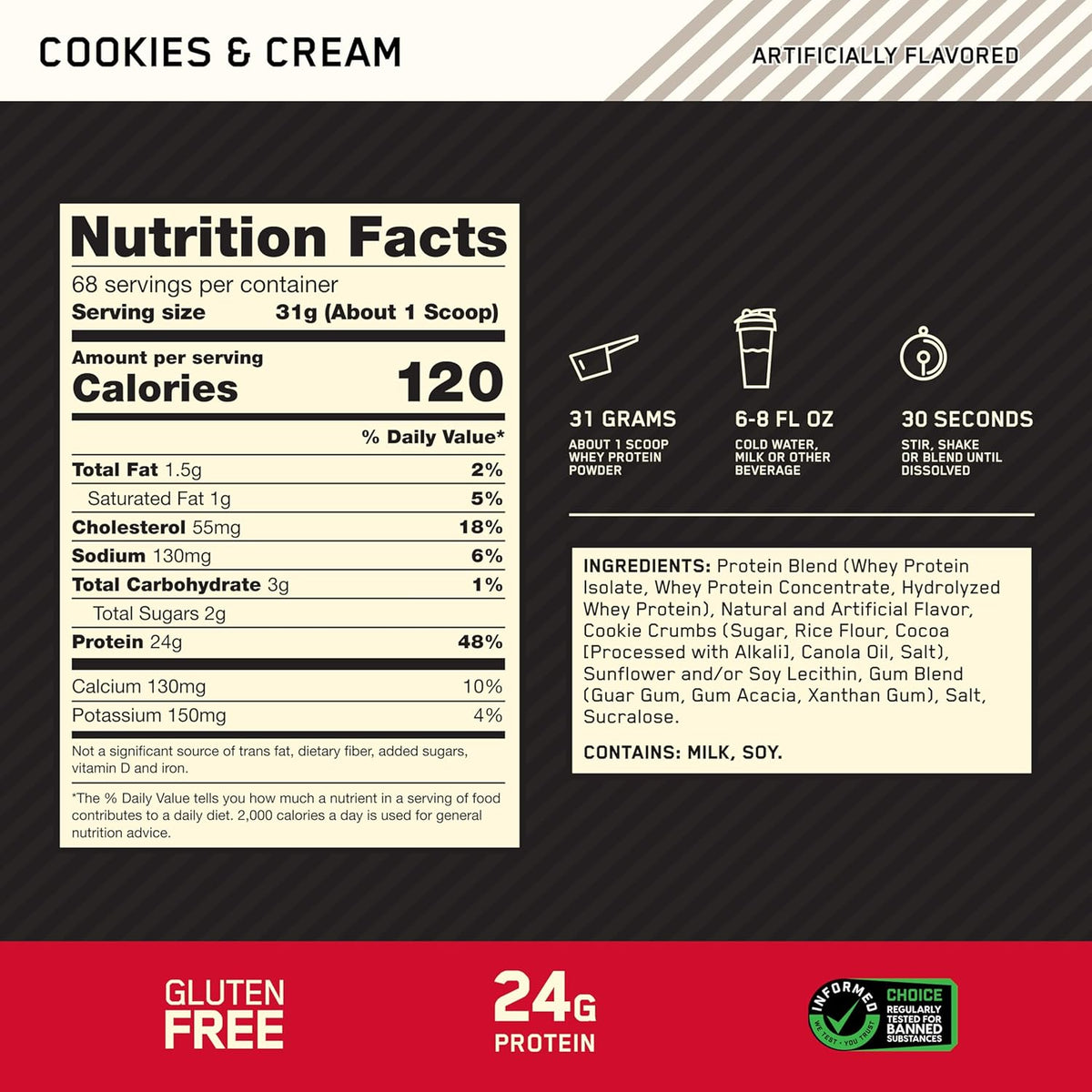 Optimum Nutrition Estándar dorado 100% Proteína de Suero de Leche e...