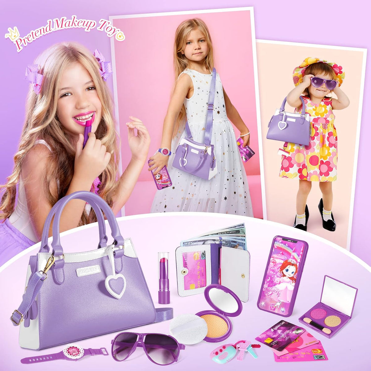 Shemira - Bolso de juego para niñas pequeñas, juguetes de princesa...