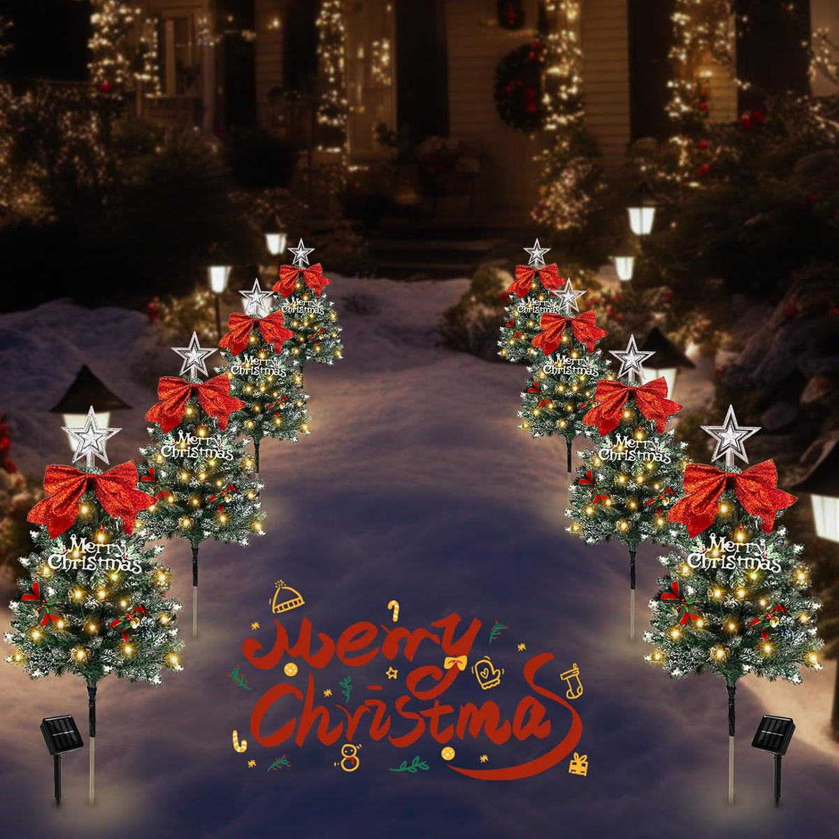 TAILERRI Luces solares de camino para árbol de Navidad, decoración...