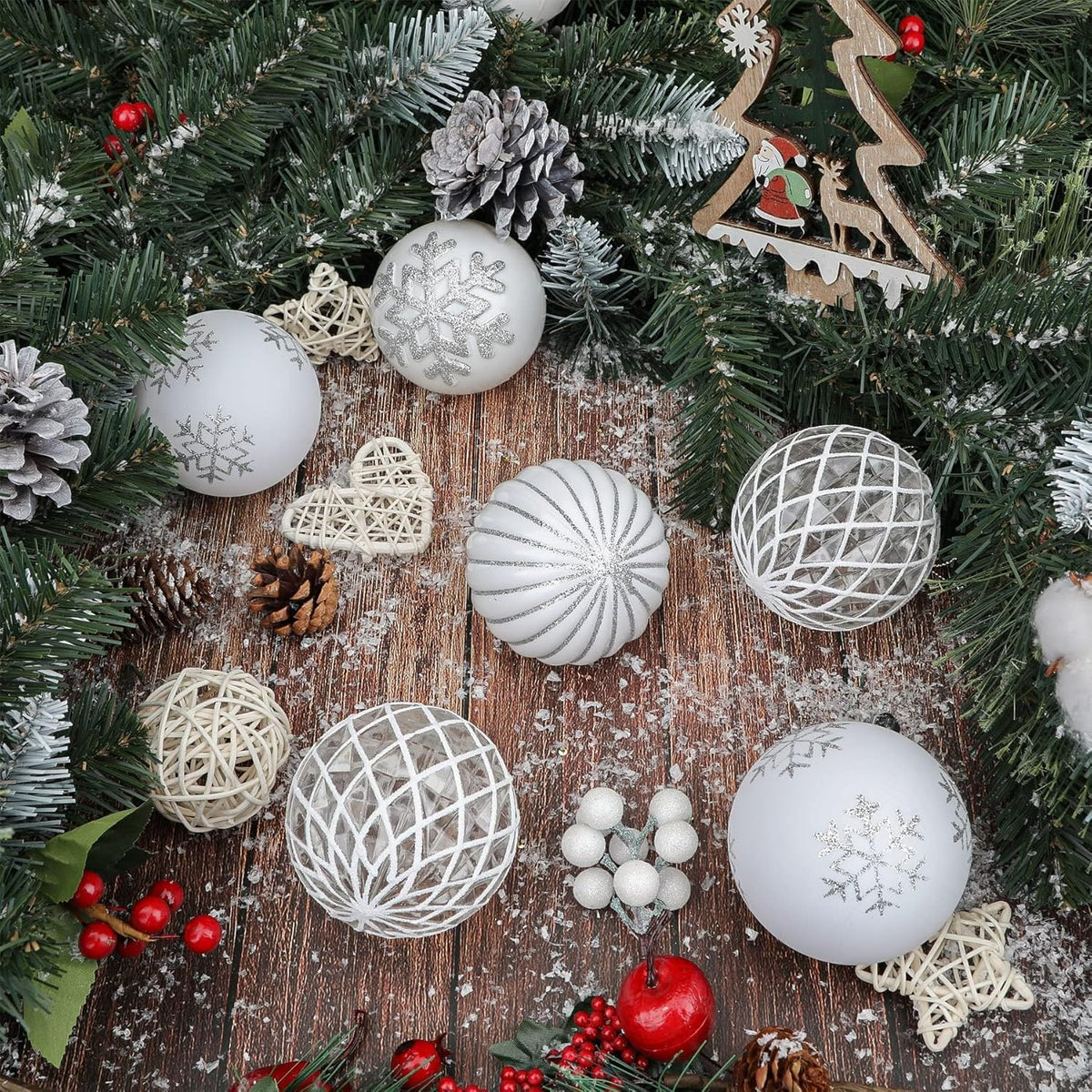 Shareconn Adornos de Bolas de Navidad de 80 mm, 12 Piezas de plásti...