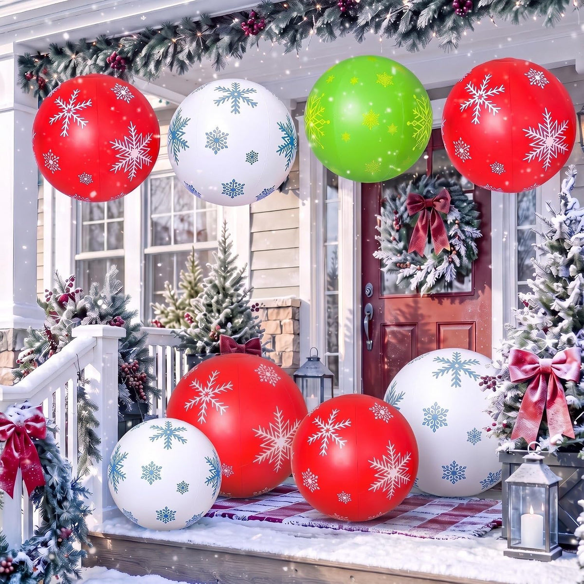 Jetec - 12 bolas inflables gigantes de Navidad para exteriores, 12...