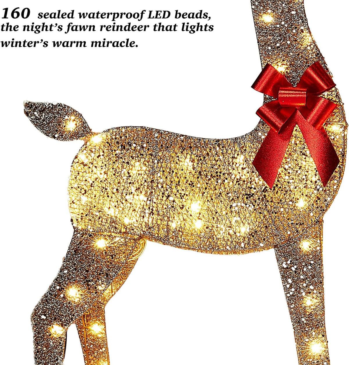 Decoraciones de ciervos navideños grandes iluminados de 63 pulgadas...