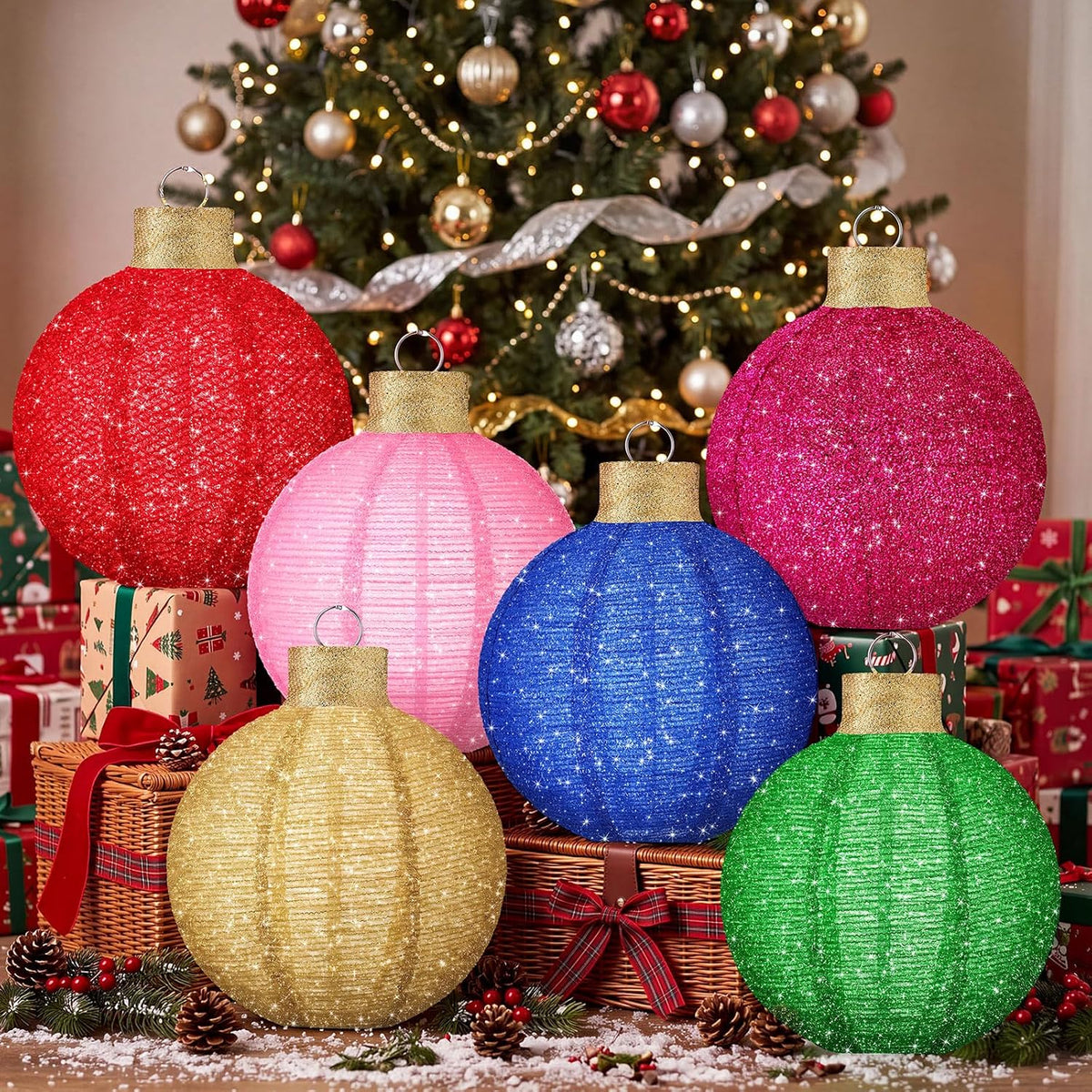 6 bolas de Navidad grandes de 12 pulgadas, adornos emergentes, purp...