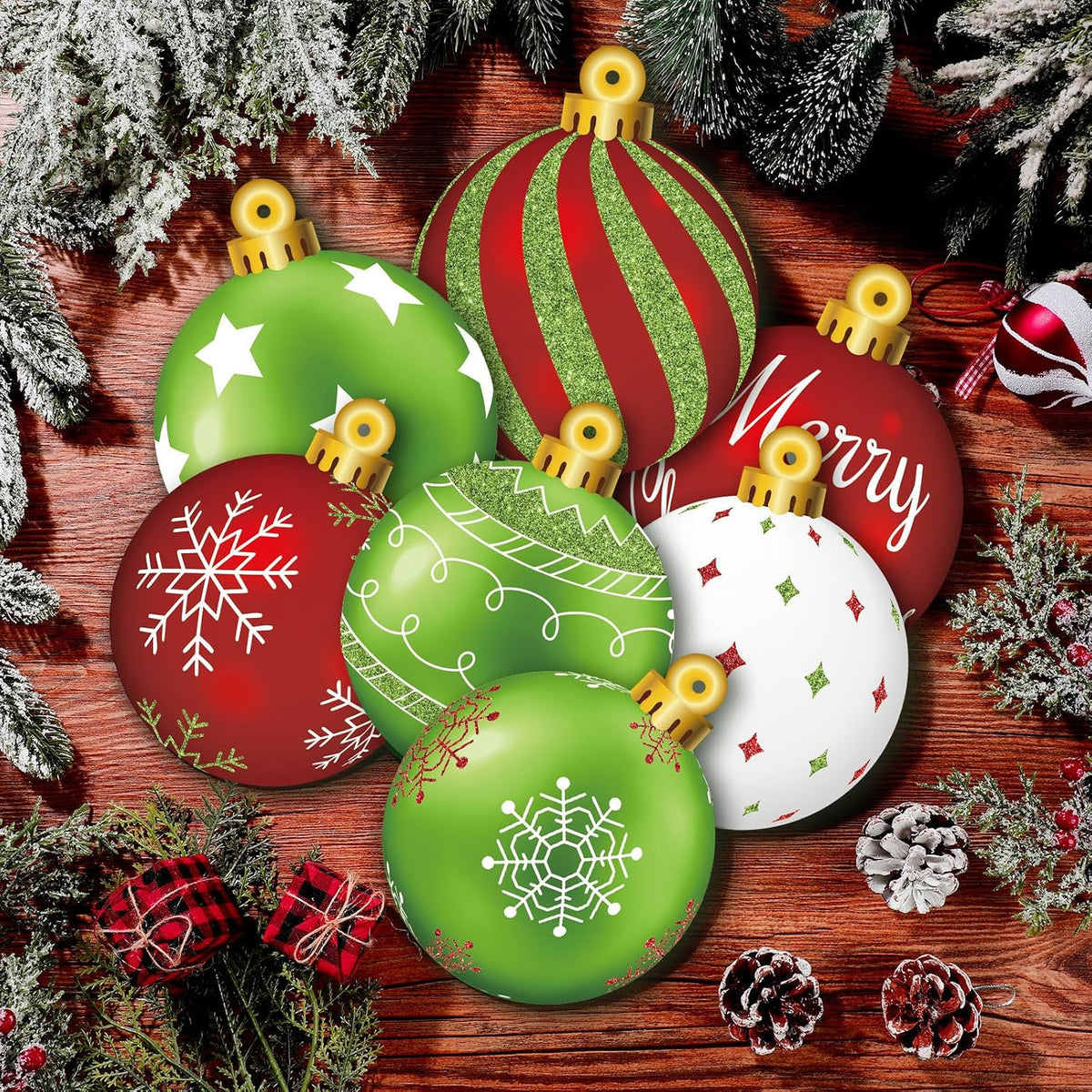 Huwena 24 piezas de decoraciones navideñas para exteriores, adornos...
