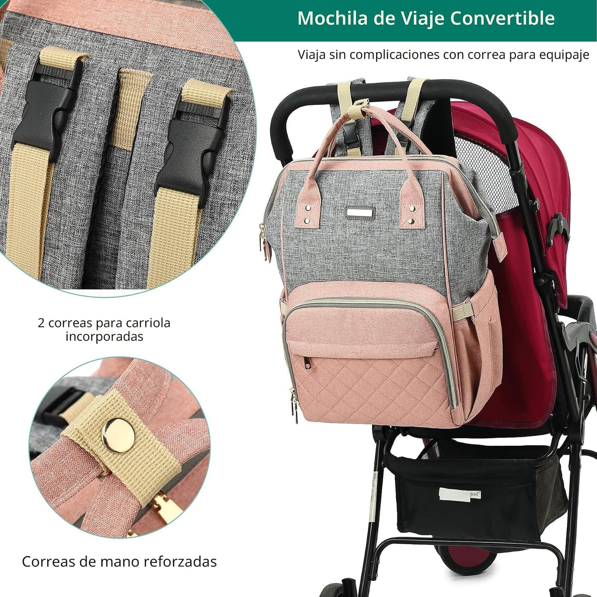 GAIVP Mochila para pañales, bolsas de pañales para bebés, niñas y n...