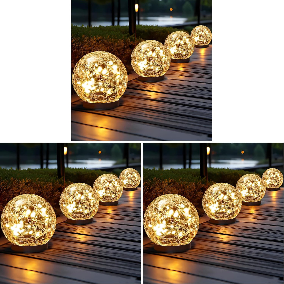 JKIMK Luces solares de globo impermeables para exteriores, luces de...