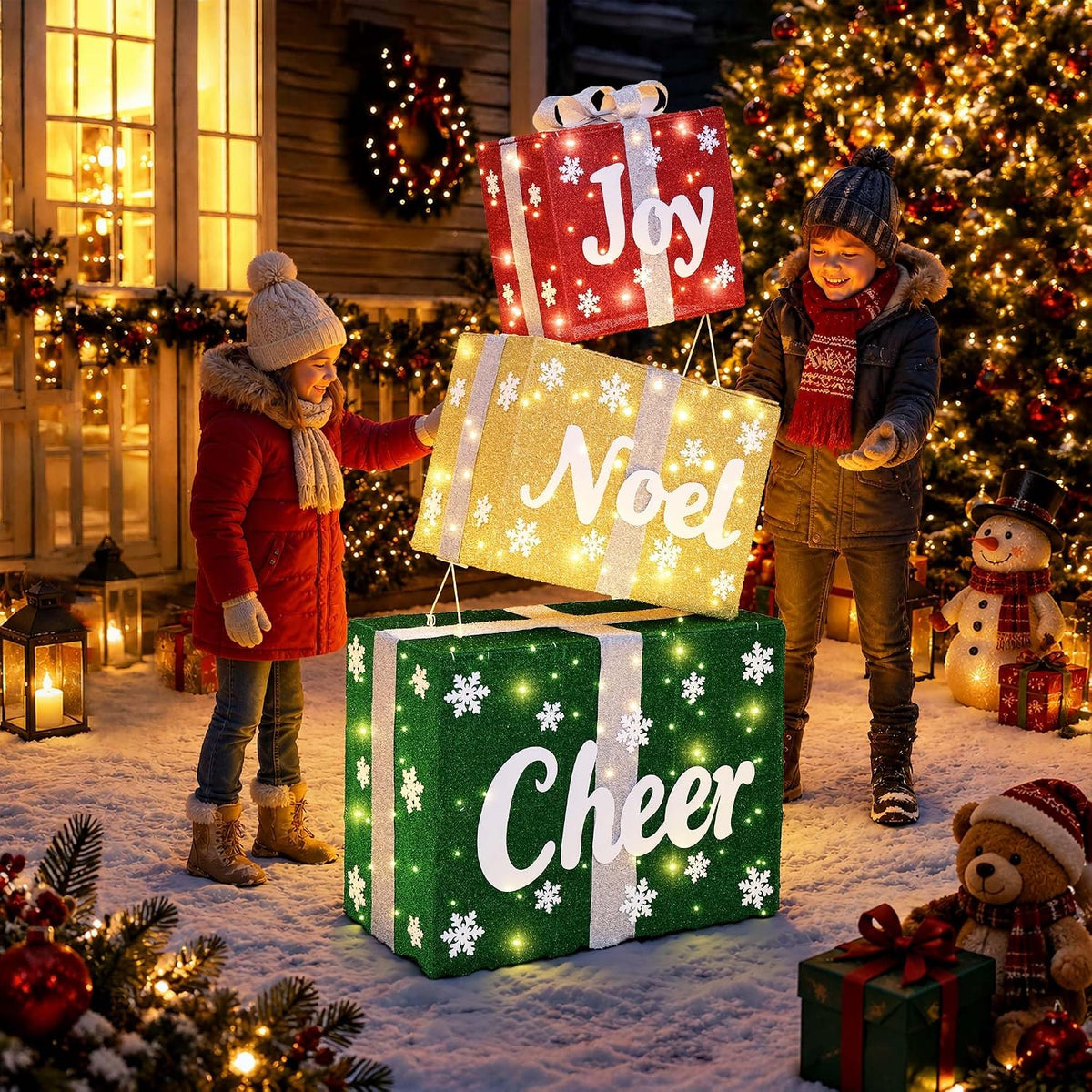 Caja de regalo gigante para decoración navideña al aire libre con |...