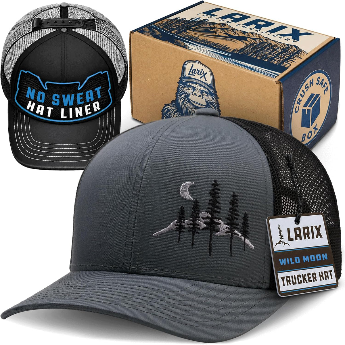 LARIX Trucker Hat Men - Gorra Snapback con parte trasera de malla t...