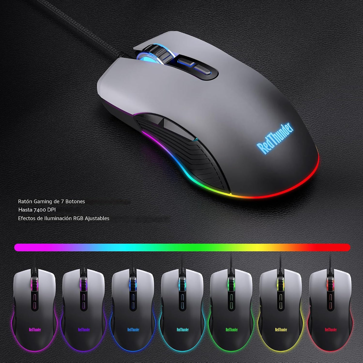 RedThunder K10, combo de teclado y mouse para juegos con cable, con...