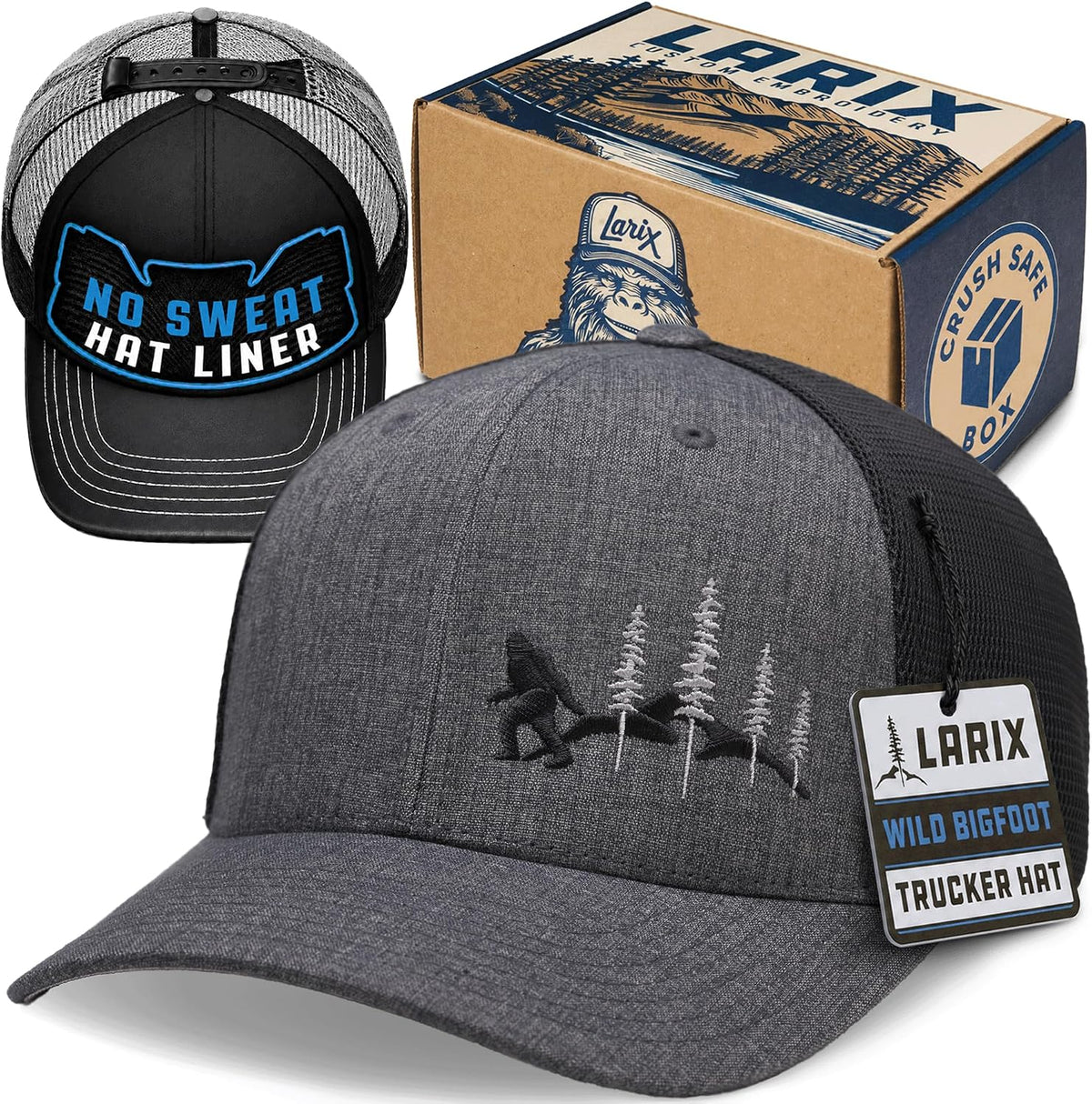 LARIX Trucker Hat Men - Gorra Snapback con parte trasera de malla t...