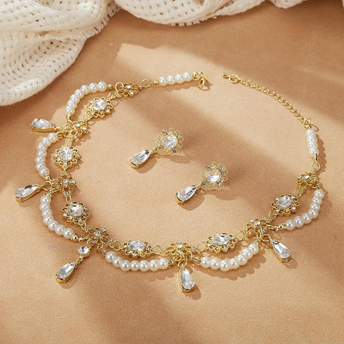 BriLove Conjunto de Collar Estilo Años 1920 de Perlas Simuladas Dis...