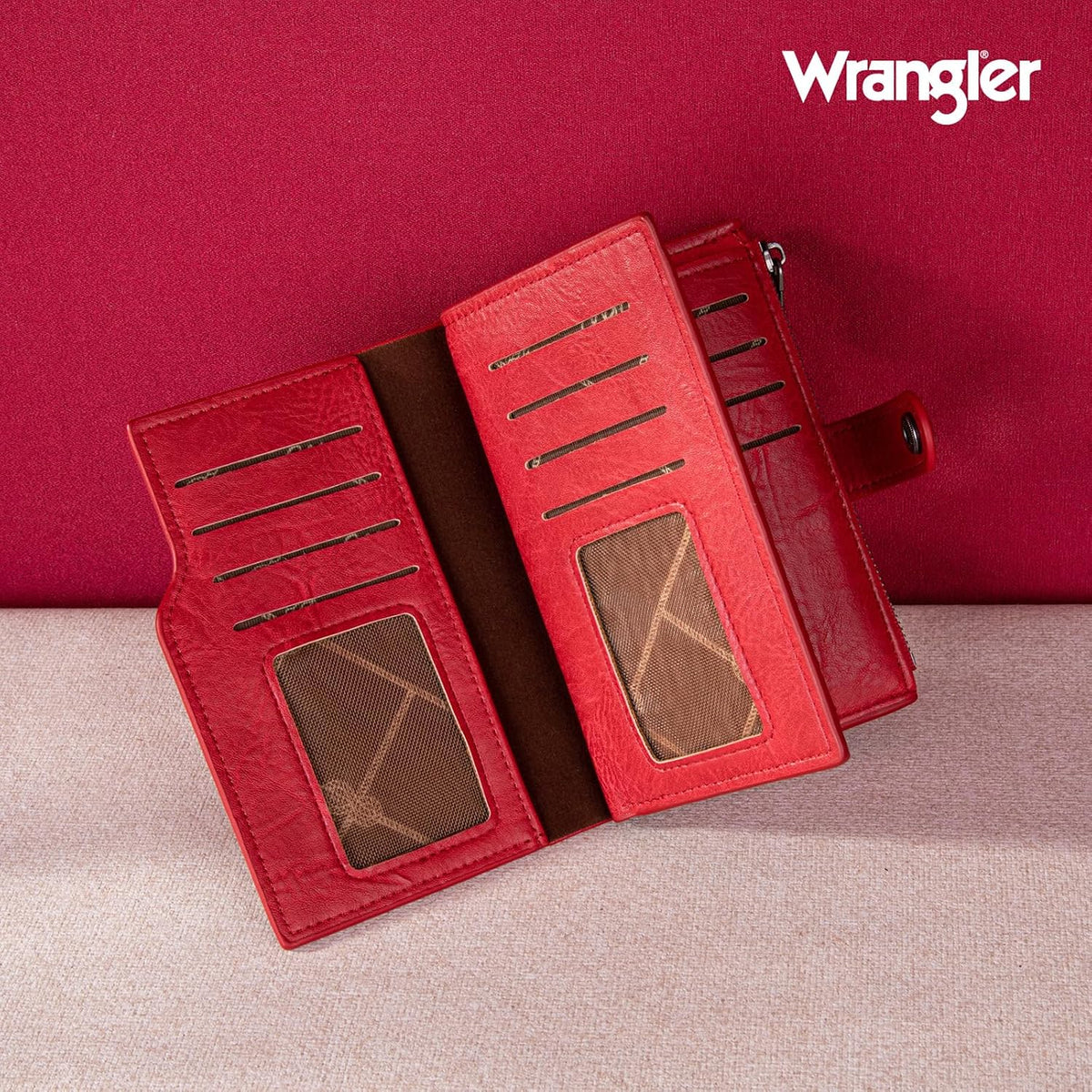 Wrangler - Billetera para mujer con tarjetero plegable, cierre y ve...