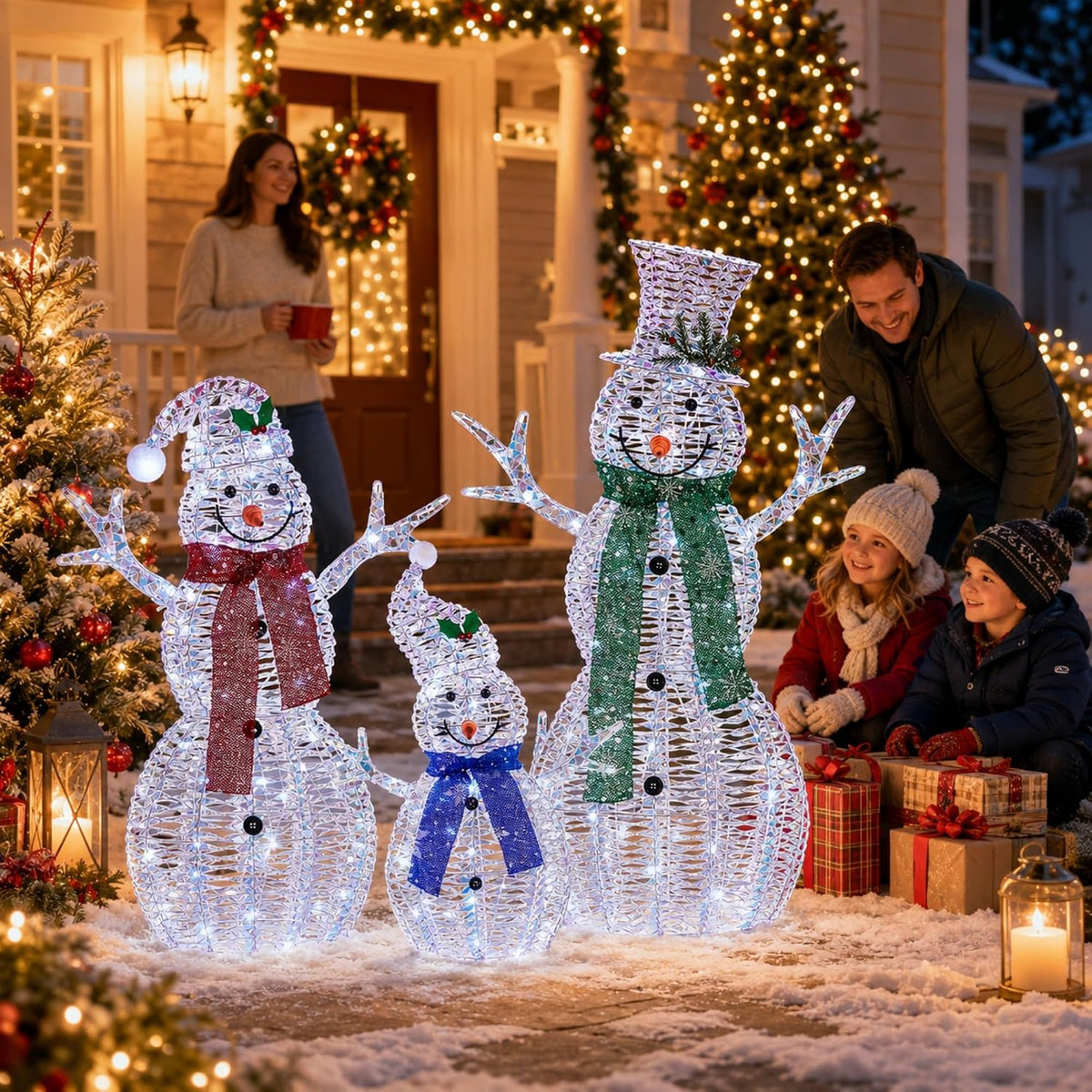 Ultym Decoraciones familiares grandes de muñeco de nieve navideño c...