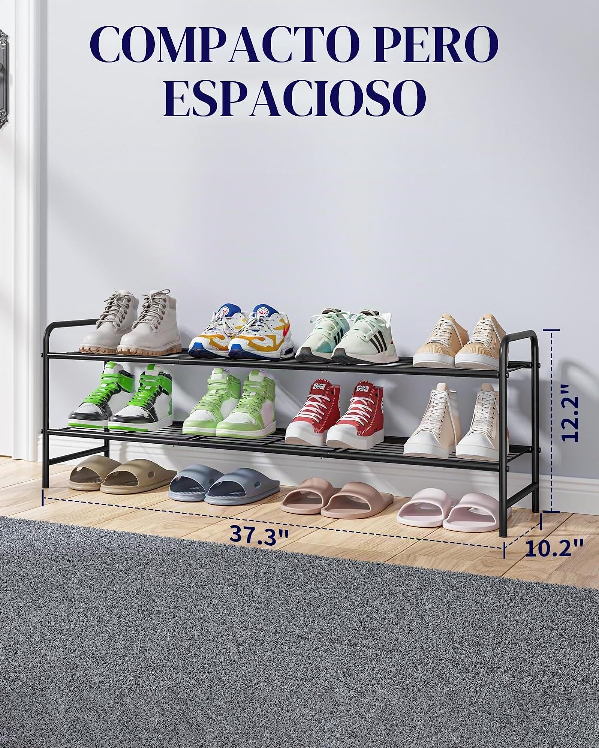 Kitsure Organizador de zapatos de acero inoxidable, 37.3" de ancho...