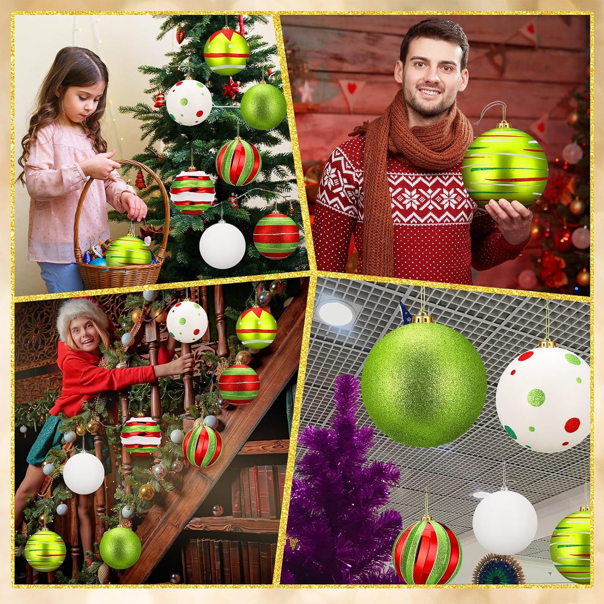 Wettarn Juego de 8 adornos grandes de Navidad de 6 pulgadas con pur...