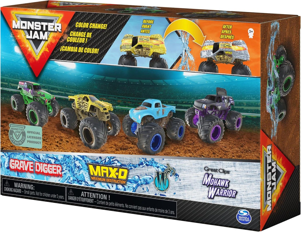 Monster Jam, Official Reveal The Steel - Paquete de 4 camiones mons...