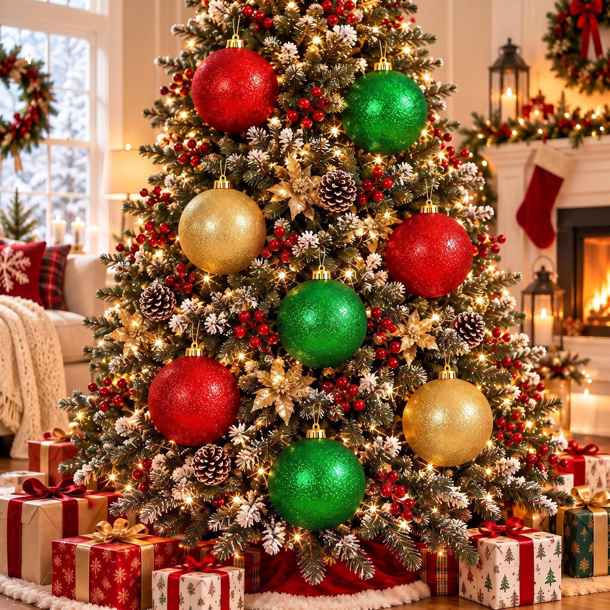 Deekin - Paquete de 8 bolas de adornos de Navidad extra grandes, co...