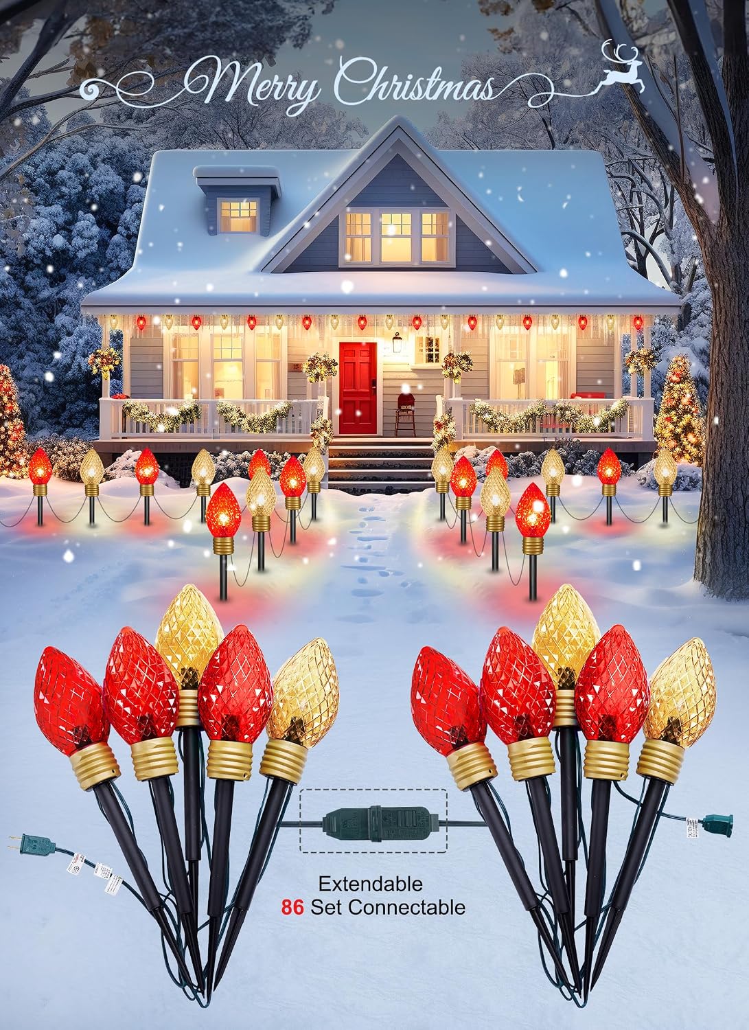 Brightown Strawberry Jumbo C9 Luces de Sendero de Navidad para Exte...