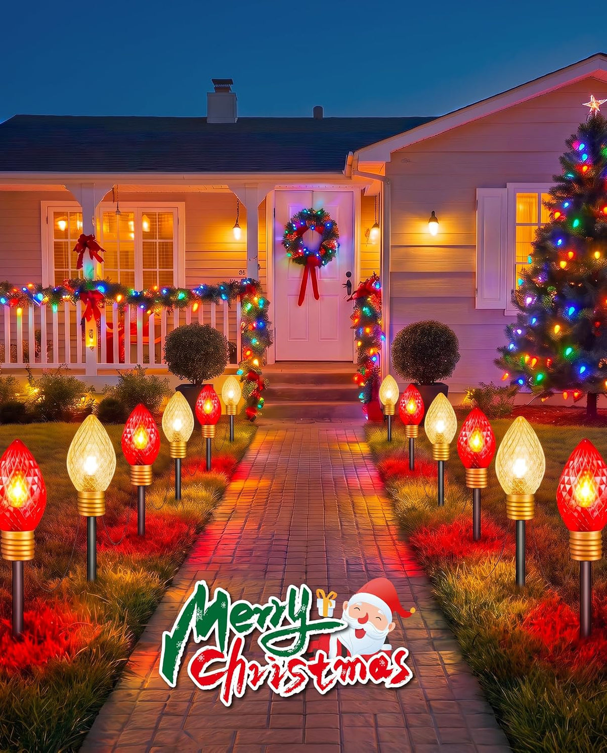 Brightown Strawberry Jumbo C9 Luces de Sendero de Navidad para Exte...